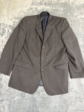 Alfani Mens Blazer Gray Houndstooth Lined Size L44 Tencel Blend